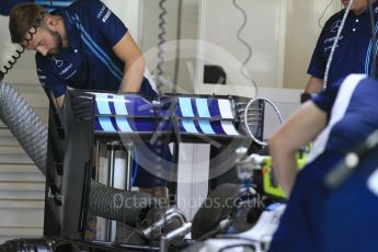 World © Octane Photographic Ltd. Williams Martini Racing, Williams Mercedes FW38 – Rear Wing. Friday 25th November 2016, F1 Abu Dhabi GP - Practice 1, Yas Marina circuit, Abu Dhabi. Digital Ref :