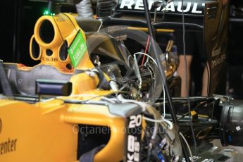 World © Octane Photographic Ltd. Renault Sport F1 Team RS16 - Engine and air intake. Friday 25th November 2016, F1 Abu Dhabi GP - Practice 1, Yas Marina circuit, Abu Dhabi. Digital Ref :
