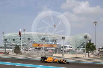 World © Octane Photographic Ltd. Renault Sport F1 Team RS16 – Jolyon Palmer. Friday 25th November 2016, F1 Abu Dhabi GP - Practice 1, Yas Marina circuit, Abu Dhabi. Digital Ref : 1756LB2D7007