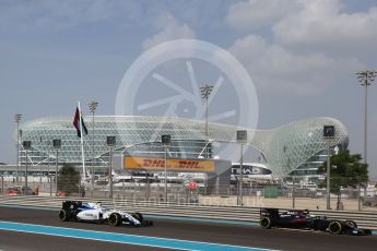 World © Octane Photographic Ltd. Williams Martini Racing, Williams Mercedes FW38 – Valtteri Bottas. Friday 25th November 2016, F1 Abu Dhabi GP - Practice 1, Yas Marina circuit, Abu Dhabi. Digital Ref : 1756LB2D7037
