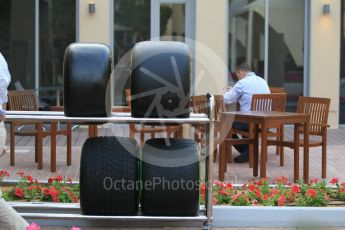 World © Octane Photographic Ltd. 2017 Pirelli new wider tyres on show. Friday 25th November 2016, F1 Abu Dhabi GP - Practice 2, Yas Marina circuit, Abu Dhabi. Digital Ref :