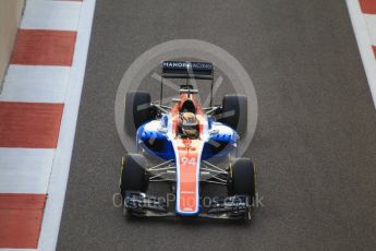 World © Octane Photographic Ltd. Manor Racing MRT05 - Pascal Wehrlein. Friday 25th November 2016, F1 Abu Dhabi GP - Practice 2, Yas Marina circuit, Abu Dhabi. Digital Ref :