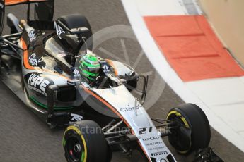 World © Octane Photographic Ltd. Sahara Force India VJM09 - Nico Hulkenberg. Friday 25th November 2016, F1 Abu Dhabi GP - Practice 2, Yas Marina circuit, Abu Dhabi. Digital Ref :