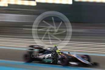 World © Octane Photographic Ltd. Sahara Force India VJM09 - Sergio Perez. Friday 25th November 2016, F1 Abu Dhabi GP - Practice 2, Yas Marina circuit, Abu Dhabi. Digital Ref :