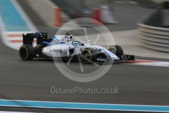 World © Octane Photographic Ltd. Williams Martini Racing, Williams Mercedes FW38 – Felipe Massa. Friday 25th November 2016, F1 Abu Dhabi GP - Practice 2, Yas Marina circuit, Abu Dhabi. Digital Ref :