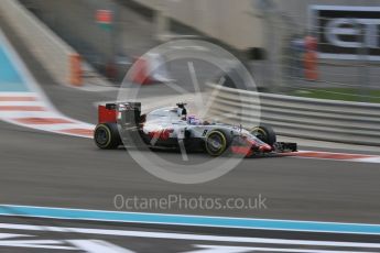 World © Octane Photographic Ltd. Haas F1 Team VF-16 – Romain Grosjean. Friday 25th November 2016, F1 Abu Dhabi GP - Practice 2, Yas Marina circuit, Abu Dhabi. Digital Ref :