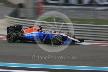 World © Octane Photographic Ltd. Manor Racing MRT05 - Pascal Wehrlein. Friday 25th November 2016, F1 Abu Dhabi GP - Practice 2, Yas Marina circuit, Abu Dhabi. Digital Ref :