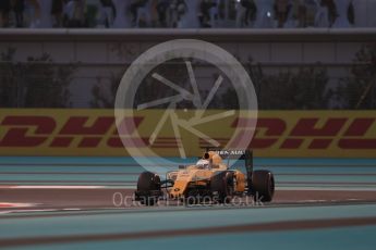 World © Octane Photographic Ltd. Renault Sport F1 Team RS16 - Kevin Magnussen. Friday 25th November 2016, F1 Abu Dhabi GP - Practice 2, Yas Marina circuit, Abu Dhabi. Digital Ref :