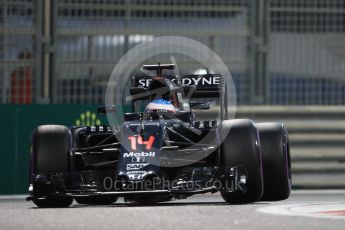 World © Octane Photographic Ltd. McLaren Honda MP4-31 – Fernando Alonso. Friday 25th November 2016, F1 Abu Dhabi GP - Practice 2, Yas Marina circuit, Abu Dhabi. Digital Ref :