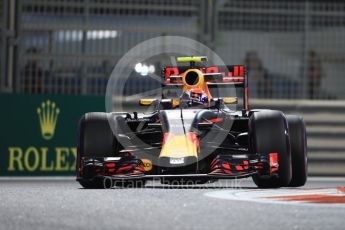 World © Octane Photographic Ltd. Red Bull Racing RB12 – Max Verstappen. Friday 25th November 2016, F1 Abu Dhabi GP - Practice 2, Yas Marina circuit, Abu Dhabi. Digital Ref :