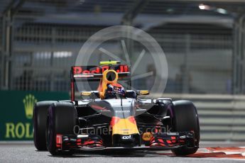 World © Octane Photographic Ltd. Red Bull Racing RB12 – Max Verstappen. Friday 25th November 2016, F1 Abu Dhabi GP - Practice 2, Yas Marina circuit, Abu Dhabi. Digital Ref :