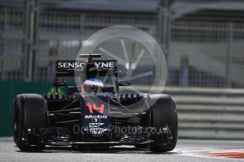 World © Octane Photographic Ltd. McLaren Honda MP4-31 – Fernando Alonso. Friday 25th November 2016, F1 Abu Dhabi GP - Practice 2, Yas Marina circuit, Abu Dhabi. Digital Ref :
