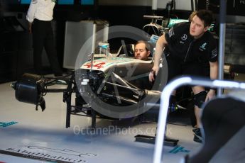 World © Octane Photographic Ltd. Mercedes AMG Petronas W07 Hybrid being scrutineered – Nico Rosberg. Saturday 26th November 2016, F1 Abu Dhabi GP - Practice 3. Yas Marina circuit, Abu Dhabi. Digital Ref :