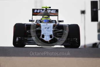 World © Octane Photographic Ltd. Sahara Force India VJM09 - Sergio Perez. Saturday 26th November 2016, F1 Abu Dhabi GP - Practice 3, Yas Marina circuit, Abu Dhabi. Digital Ref :