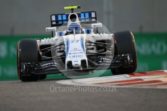 World © Octane Photographic Ltd. Williams Martini Racing, Williams Mercedes FW38 – Valtteri Bottas. Saturday 26th November 2016, F1 Abu Dhabi GP - Qualifying, Yas Marina circuit, Abu Dhabi. Digital Ref :