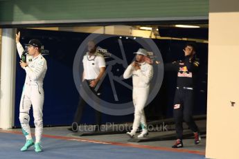 World © Octane Photographic Ltd. Mercedes AMG Petronas W07 Hybrid – Nico Rosberg and Lewis Hamilton. Saturday 26th November 2016, F1 Abu Dhabi GP - Qualifying. Yas Marina circuit, Abu Dhabi. Digital Ref :