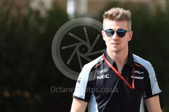 World © Octane Photographic Ltd. Sahara Force India - Nico Hulkenberg. Saturday 26th November 2016, F1 Abu Dhabi GP - Paddock, Yas Marina circuit, Abu Dhabi. Digital Ref : 1764LB1D0024