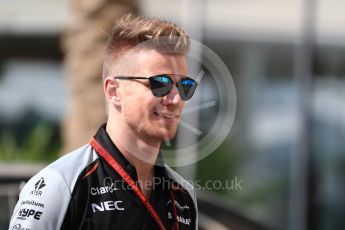 World © Octane Photographic Ltd. Sahara Force India - Nico Hulkenberg. Saturday 26th November 2016, F1 Abu Dhabi GP - Paddock, Yas Marina circuit, Abu Dhabi. Digital Ref : 1764LB1D0034