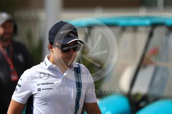 World © Octane Photographic Ltd. Williams Martini Racing, Williams Mercedes FW38 – Felipe Massa. Saturday 26th November 2016, F1 Abu Dhabi GP - Paddock, Yas Marina circuit, Abu Dhabi. Digital Ref : 1764LB1D0068
