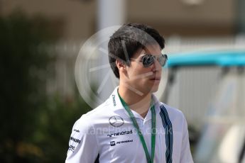 World © Octane Photographic Ltd. Williams Martini Racing, Williams Mercedes FW38 Development Driver – Lance Stroll. Saturday 26th November 2016, F1 Abu Dhabi GP - Paddock, Yas Marina circuit, Abu Dhabi. Digital Ref : 1764LB1D0223