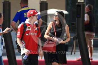 World © Octane Photographic Ltd. Scuderia Ferrari SF16-H – Kimi Raikkonen and wife Minttu Virtanen. Saturday 26th November 2016, F1 Abu Dhabi GP - Paddock, Yas Marina circuit, Abu Dhabi. Digital Ref : 1764LB1D0319