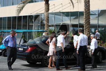 World © Octane Photographic Ltd. Bernie Ecclestone arrives to circuit with Chase Carey - Chase Carey - Vice Chairman of the 21st Century Fox media conglomerate and the Chairman of the Formula One Group/Liberty Media. Saturday 26th November 2016, F1 Abu Dhabi GP - Paddock, Yas Marina circuit, Abu Dhabi. Digital Ref : 1764LB1D9438