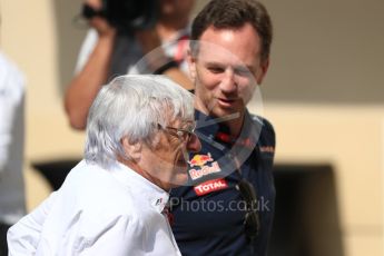 World © Octane Photographic Ltd. Bernie Ecclestone and Christian Horner - Red Bull Racing. Saturday 26th November 2016, F1 Abu Dhabi GP - Paddock, Yas Marina circuit, Abu Dhabi. Digital Ref : 1764LB1D9581