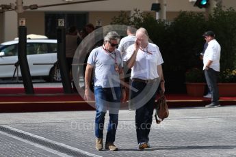 World © Octane Photographic Ltd. Helmut Marko - advisor to the Red Bull Racing and Carlos Sainz Sr. Saturday 26th November 2016, F1 Abu Dhabi GP - Paddock, Yas Marina circuit, Abu Dhabi. Digital Ref : 1764LB1D9641