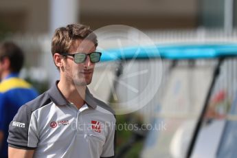 World © Octane Photographic Ltd. Haas F1 Team VF-16 – Romain Grosjean. Saturday 26th November 2016, F1 Abu Dhabi GP - Paddock, Yas Marina circuit, Abu Dhabi. Digital Ref : 1764LB1D9696