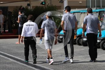 World © Octane Photographic Ltd. Manor Racing MRT05 – Esteban Ocon and Pascal Wehrlein. Saturday 26th November 2016, F1 Abu Dhabi GP - Paddock, Yas Marina circuit, Abu Dhabi. Digital Ref : 1764LB1D9744
