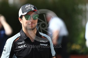 World © Octane Photographic Ltd. Sahara Force India VJM09 - Sergio Perez. Saturday 26th November 2016, F1 Abu Dhabi GP - Paddock, Yas Marina circuit, Abu Dhabi. Digital Ref : 1764LB1D9848