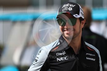 World © Octane Photographic Ltd. Sahara Force India VJM09 - Sergio Perez. Saturday 26th November 2016, F1 Abu Dhabi GP - Paddock, Yas Marina circuit, Abu Dhabi. Digital Ref : 1764LB1D9862