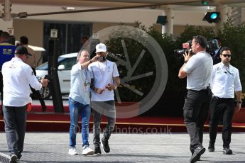 World © Octane Photographic Ltd. Mercedes AMG Petronas – Lewis Hamilton. Saturday 26th November 2016, F1 Abu Dhabi GP - Paddock. Yas Marina circuit, Abu Dhabi. Digital Ref : 1764LB1D9960