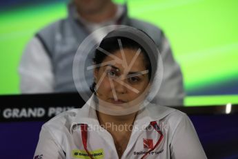 World © Octane Photographic Ltd. F1 GP FIA Personnel Press Conference, Yas Marina circuit, Abu Dhabi. Friday 25th November 2016. Monisha Kaltenborn – Team Principal Sauber F1 Team. Digital Ref :