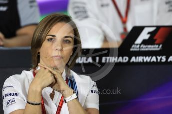 World © Octane Photographic Ltd. F1 GP FIA Personnel Press Conference, Yas Marina circuit, Abu Dhabi. Friday 25th November 2016. Claire Williams – Deputy Team Principal Williams Martini Racing,. Digital Ref :