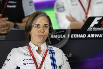 World © Octane Photographic Ltd. F1 GP FIA Personnel Press Conference, Yas Marina circuit, Abu Dhabi. Friday 25th November 2016. Claire Williams – Deputy Team Principal Williams Martini Racing,. Digital Ref :