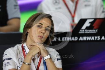 World © Octane Photographic Ltd. F1 GP FIA Personnel Press Conference, Yas Marina circuit, Abu Dhabi. Friday 25th November 2016. Claire Williams – Deputy Team Principal Williams Martini Racing,. Digital Ref :