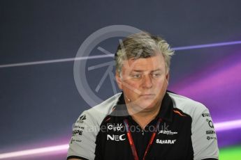 World © Octane Photographic Ltd. F1 GP FIA Personnel Press Conference, Yas Marina circuit, Abu Dhabi. Friday 25th November 2016. Otmar Szafnauer – COO (Chief Operating Officer) Sahara Force India. Digital Ref :