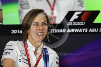 World © Octane Photographic Ltd. F1 GP FIA Personnel Press Conference, Yas Marina circuit, Abu Dhabi. Friday 25th November 2016. Claire Williams – Deputy Team Principal Williams Martini Racing,. Digital Ref :