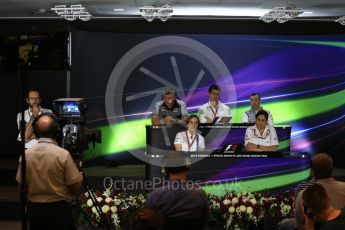 World © Octane Photographic Ltd. F1 GP FIA Personnel Press Conference, Yas Marina circuit, Abu Dhabi. Friday 25th November 2016. Stephen Fitzpatrick – owner of Manor Racing , Monisha Kaltenborn – Team Principal Sauber F1 Team , Otmar Szafnauer – COO (Chief Operating Officer) Sahara Force India, Claire Williams – Deputy Team Principal Williams Martini Racing, Toto Wolff – Executive Director Mercedes AMG Petronas. Digital Ref :