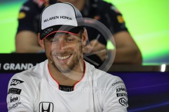 World © Octane Photographic Ltd. F1 FIA Driver Press Conference part1, Yas Marina circuit, Abu Dhabi. Thursday 24th November 2016. McLaren Honda – Jenson Button . Digital Ref :