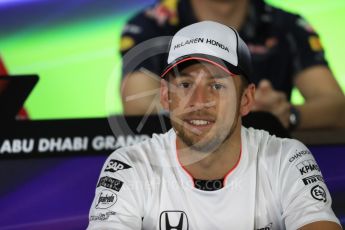 World © Octane Photographic Ltd. F1 FIA Driver Press Conference part1, Yas Marina circuit, Abu Dhabi. Thursday 24th November 2016. McLaren Honda – Jenson Button . Digital Ref :