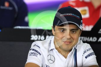 World © Octane Photographic Ltd. F1 FIA Driver Press Conference part1, Yas Marina circuit, Abu Dhabi. Thursday 24th November 2016. Williams Martini Racing – Felipe Massa. Digital Ref :