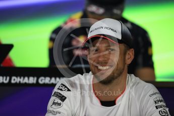 World © Octane Photographic Ltd. F1 FIA Driver Press Conference part1, Yas Marina circuit, Abu Dhabi. Thursday 24th November 2016. McLaren Honda – Jenson Button . Digital Ref :
