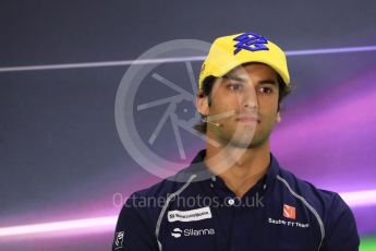 World © Octane Photographic Ltd. F1 FIA Driver Press Conference part1, Yas Marina circuit, Abu Dhabi. Thursday 24th November 2016. Sauber F1 Team – Felipe Nasr. Digital Ref :