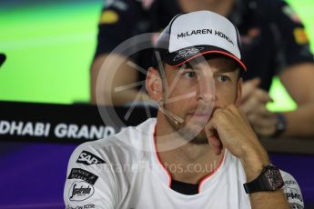 World © Octane Photographic Ltd. F1 FIA Driver Press Conference part1, Yas Marina circuit, Abu Dhabi. Thursday 24th November 2016. McLaren Honda – Jenson Button . Digital Ref :