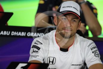 World © Octane Photographic Ltd. F1 FIA Driver Press Conference part1, Yas Marina circuit, Abu Dhabi. Thursday 24th November 2016. McLaren Honda – Jenson Button . Digital Ref :