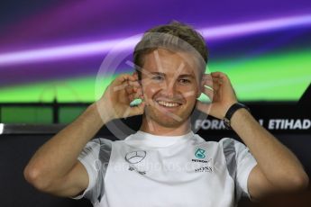 World © Octane Photographic Ltd. F1 FIA Driver Press Conference part2, Yas Marina circuit, Abu Dhabi. Thursday 24th November 2016. Mercedes AMG Petronas – Nico Rosberg . Digital Ref :