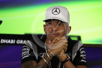 World © Octane Photographic Ltd. F1 FIA Driver Press Conference part2, Yas Marina circuit, Abu Dhabi. Thursday 24th November 2016. Mercedes AMG Petronas – Lewis Hamilton. Digital Ref :