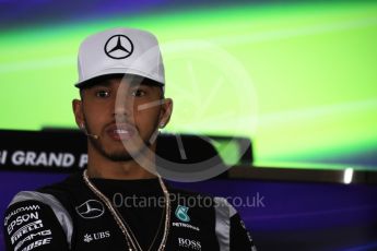 World © Octane Photographic Ltd. F1 FIA Driver Press Conference part2, Yas Marina circuit, Abu Dhabi. Thursday 24th November 2016. Mercedes AMG Petronas – Lewis Hamilton. Digital Ref :